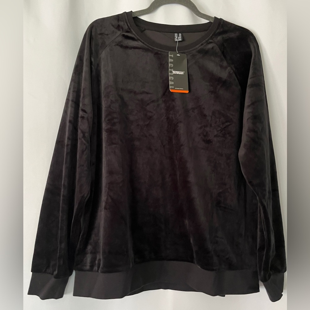 Women’s TacVAsen Outdoor Sports Black Velour Sweatshirt Size XL